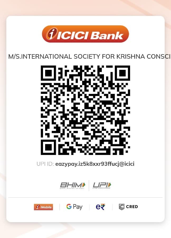 Scan to pay via UPI — ISKCON, ICICI Bank